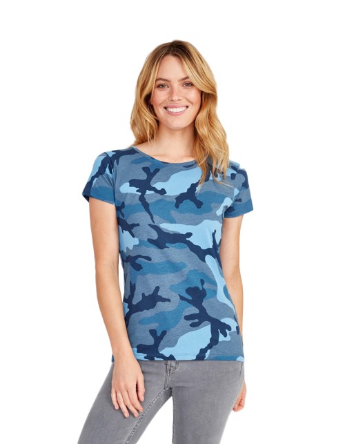 ΓΥΝΑΙΚΕΙΟ T-SHIRT ΜΕ ΣΤΡΟΓΓΥΛΗ ΛΑΙΜΟΚΟΨΗ - CAMO WOMEN