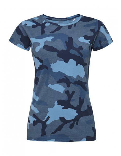 ΓΥΝΑΙΚΕΙΟ T-SHIRT ΜΕ ΣΤΡΟΓΓΥΛΗ ΛΑΙΜΟΚΟΨΗ - CAMO WOMEN