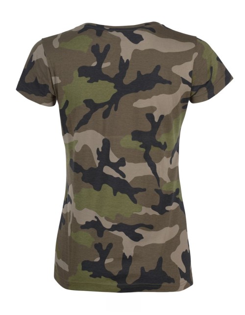 ΓΥΝΑΙΚΕΙΟ T-SHIRT ΜΕ ΣΤΡΟΓΓΥΛΗ ΛΑΙΜΟΚΟΨΗ - CAMO WOMEN