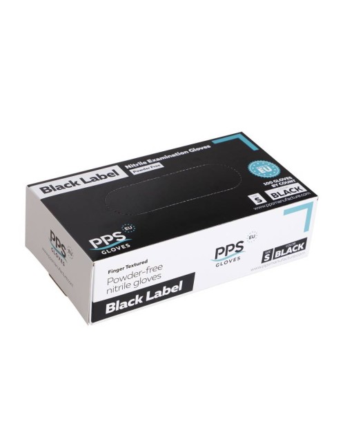 PPS Γάντια Νιτριλίου μιας χρήσης χωρίς πούδρα - Μαύρα