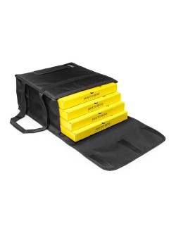 Ισοθερμική Τσάντα Delivery Μαύρη Εως Τέσσερις Μεγάλες Πίτσες Με Χερούλια 40x40x22