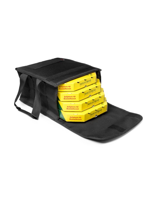 Ισοθερμική Τσάντα Delivery Μαύρη Εως 4 Μεσαίες Πίτσες Με Χερούλια 35x35x20