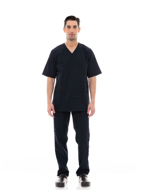 Ideal Press Μαύρο Νοσηλευτικό Σετ Scrub Παντελόνι & Μπλούζα Unisex