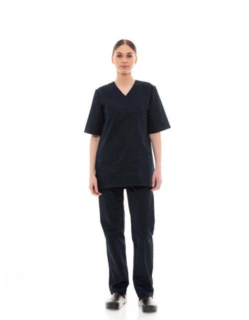Ideal Press Μαύρο Νοσηλευτικό Σετ Scrub Παντελόνι & Μπλούζα Unisex