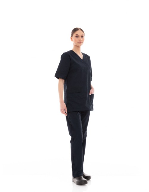Ideal Press Μαύρο Νοσηλευτικό Σετ Scrub Παντελόνι & Μπλούζα Unisex