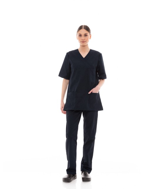 Ideal Press Μαύρο Νοσηλευτικό Σετ Scrub Παντελόνι & Μπλούζα Unisex