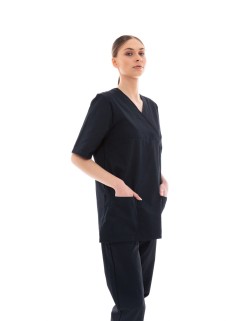 Ideal Press Μαύρο Νοσηλευτικό Σετ Scrub Παντελόνι & Μπλούζα Unisex