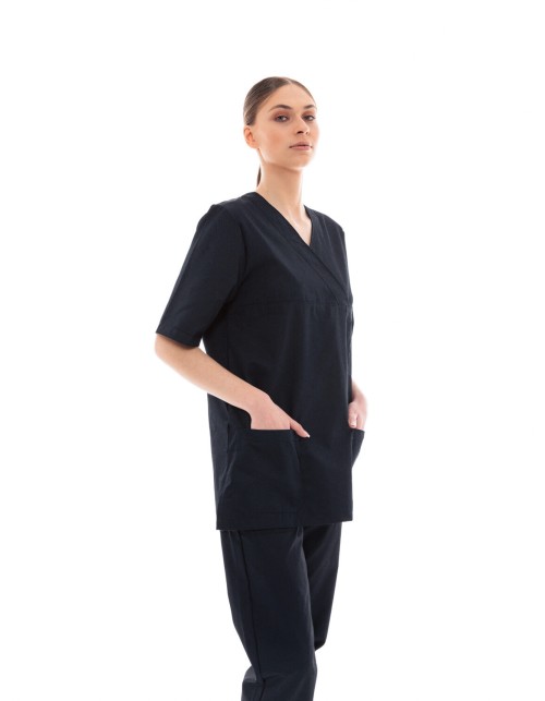 Ideal Press Μαύρο Νοσηλευτικό Σετ Scrub Παντελόνι & Μπλούζα Unisex