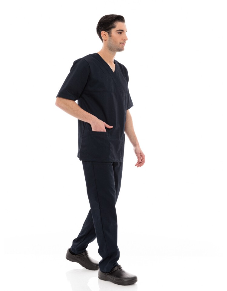 Ideal Press Μαύρο Νοσηλευτικό Σετ Scrub Παντελόνι & Μπλούζα Unisex