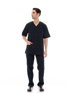 Ideal Press Μαύρο Νοσηλευτικό Σετ Scrub Παντελόνι & Μπλούζα Unisex