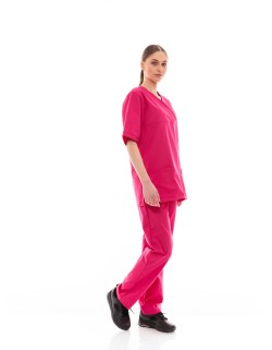 Ideal Press Φούξια Νοσηλευτικό Σετ Scrub Παντελόνι & Μπλούζα Unisex