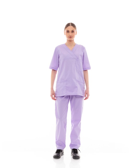Ideal Press Λιλά Νοσηλευτικό Σετ Scrub Παντελόνι & Μπλούζα Unisex
