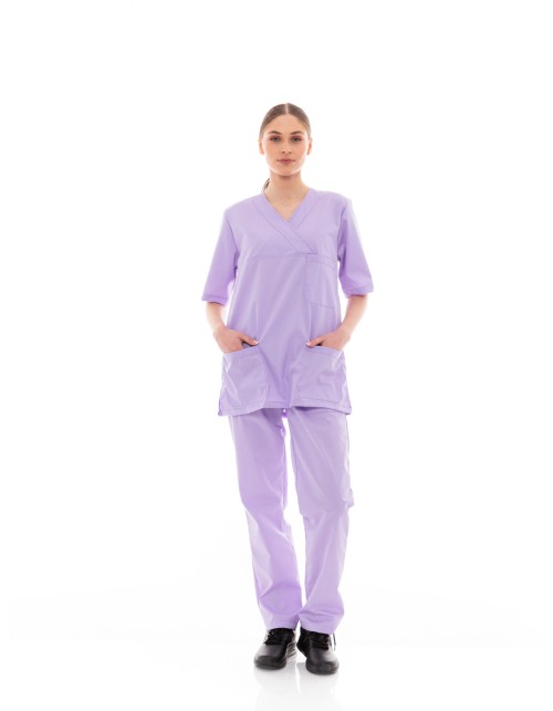 Ideal Press Λιλά Νοσηλευτικό Σετ Scrub Παντελόνι & Μπλούζα Unisex