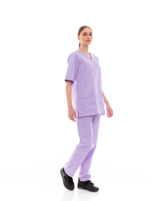Ideal Press Λιλά Νοσηλευτικό Σετ Scrub Παντελόνι & Μπλούζα Unisex