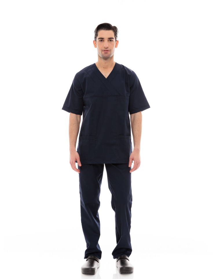 Ideal Press Σκούρο Μπλε Νοσηλευτικό Σετ Scrub Παντελόνι & Μπλούζα Unisex