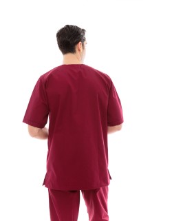 Ideal Press Μπορντό Νοσηλευτικό Σετ Scrub Παντελόνι & Μπλούζα Unisex