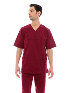 Ideal Press Μπορντό Νοσηλευτικό Σετ Scrub Παντελόνι & Μπλούζα Unisex