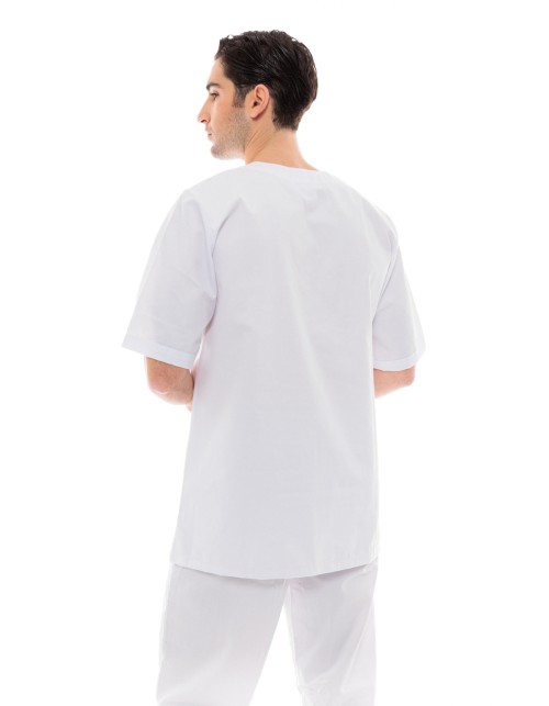Ideal Press Λευκό Νοσηλευτικό Σετ Scrub Παντελόνι & Μπλούζα Unisex
