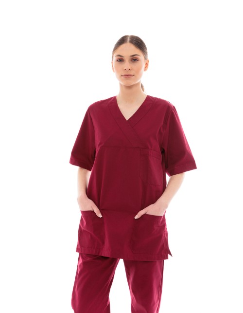 Ideal Press Μπορντό Νοσηλευτικό Σετ Scrub Παντελόνι & Μπλούζα Unisex