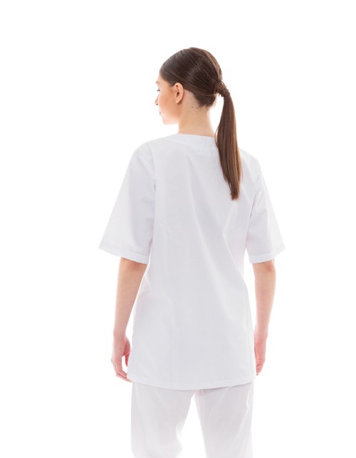 Ideal Press Λευκό Νοσηλευτικό Σετ Scrub Παντελόνι & Μπλούζα Unisex