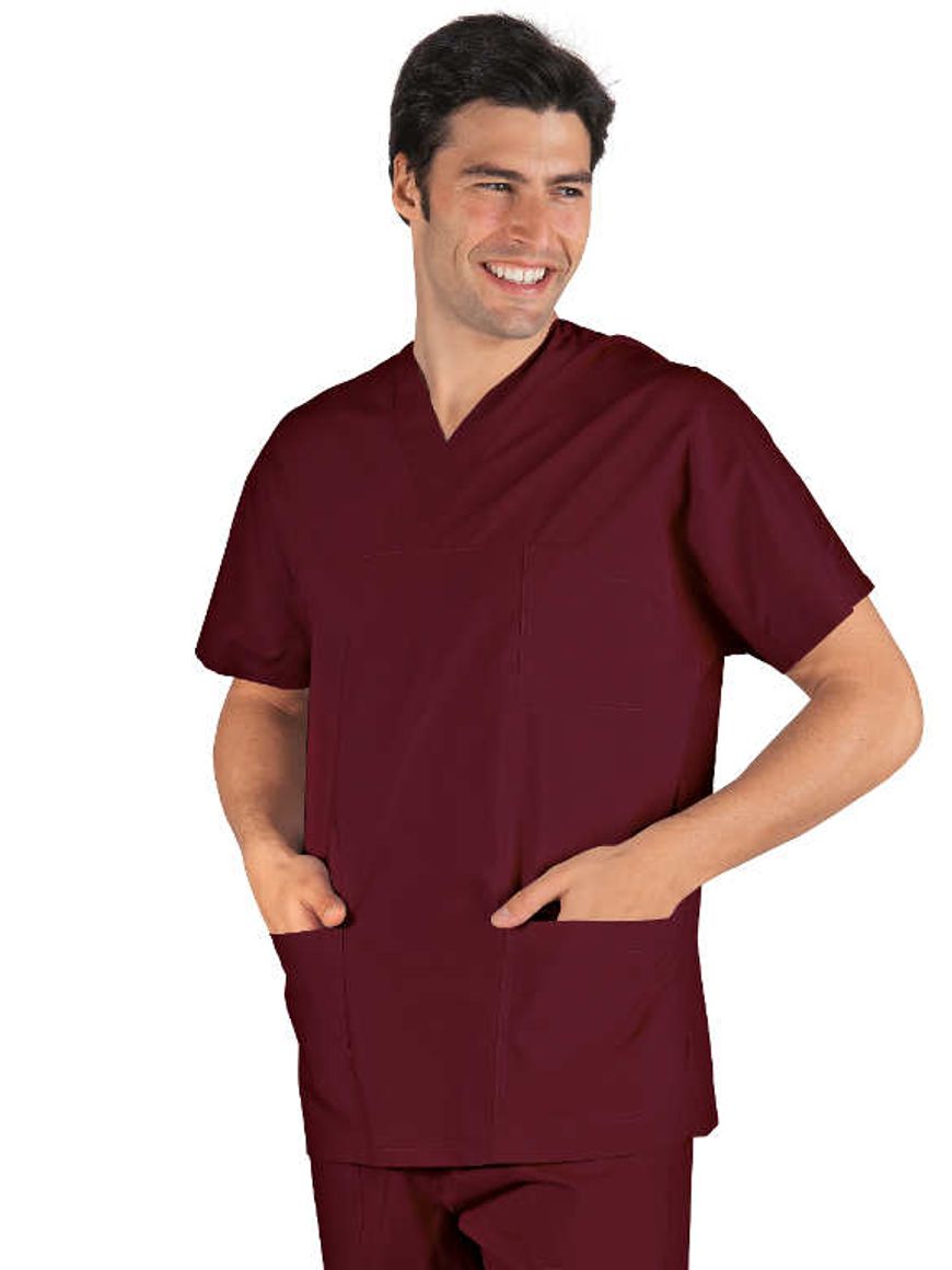 ISACCO Νοσηλευτική Μπλούζα Κοντομάνικη Unisex Μπορντώ - 045003