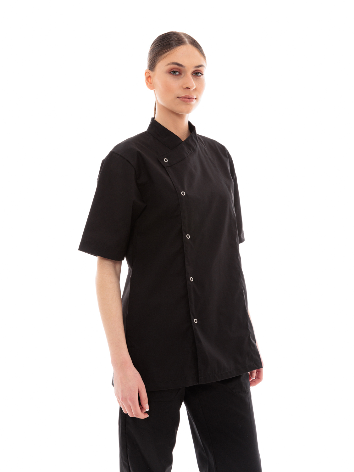 Σακάκι Σεφ/Μαγείρων Ideal Press Μαύρο Unisex με Κοντά Μανίκια - Sauté