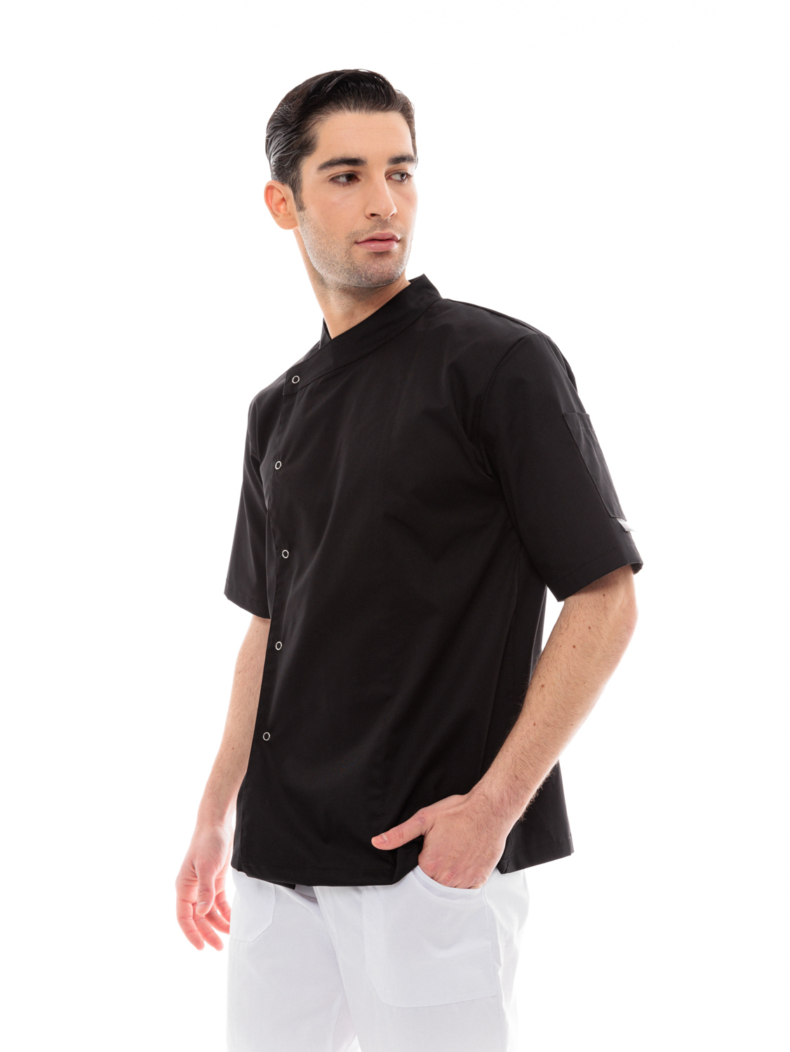 Σακάκι Σεφ/Μαγείρων Ideal Press Μαύρο Unisex με Κοντά Μανίκια - Sauté