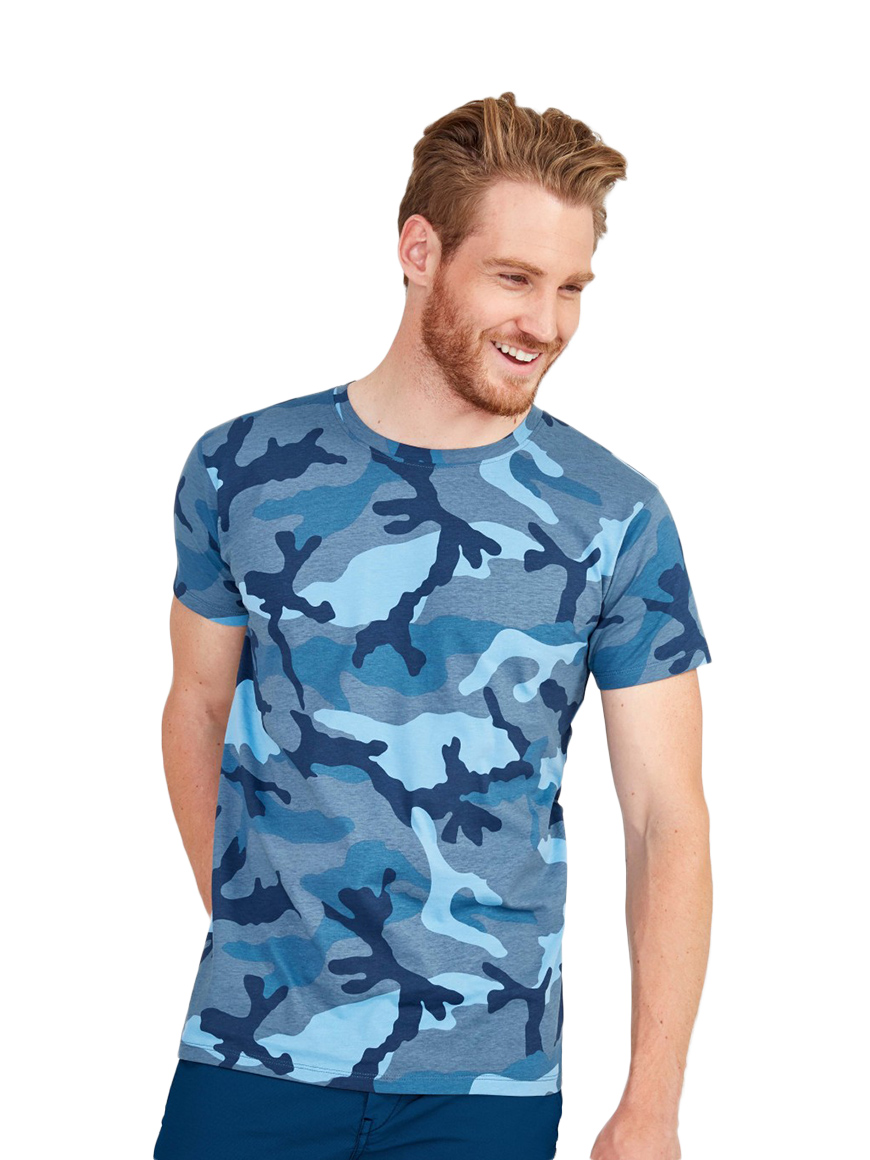ΑΝΔΡΙΚΟ T-SHIRT ΜΕ ΣΤΡΟΓΓΥΛΗ ΛΑΙΜΟΚΟΨΗ - CAMO MEN