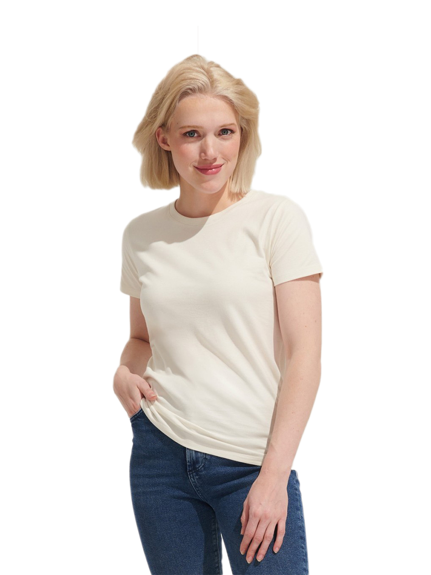 ΓΥΝΑΙΚΕΙΟ T-SHIRT ΜΕ ΣΤΡΟΓΓΥΛΗ ΛΑΙΜΟΚΟΨΗ - IMPERIAL WOMEN