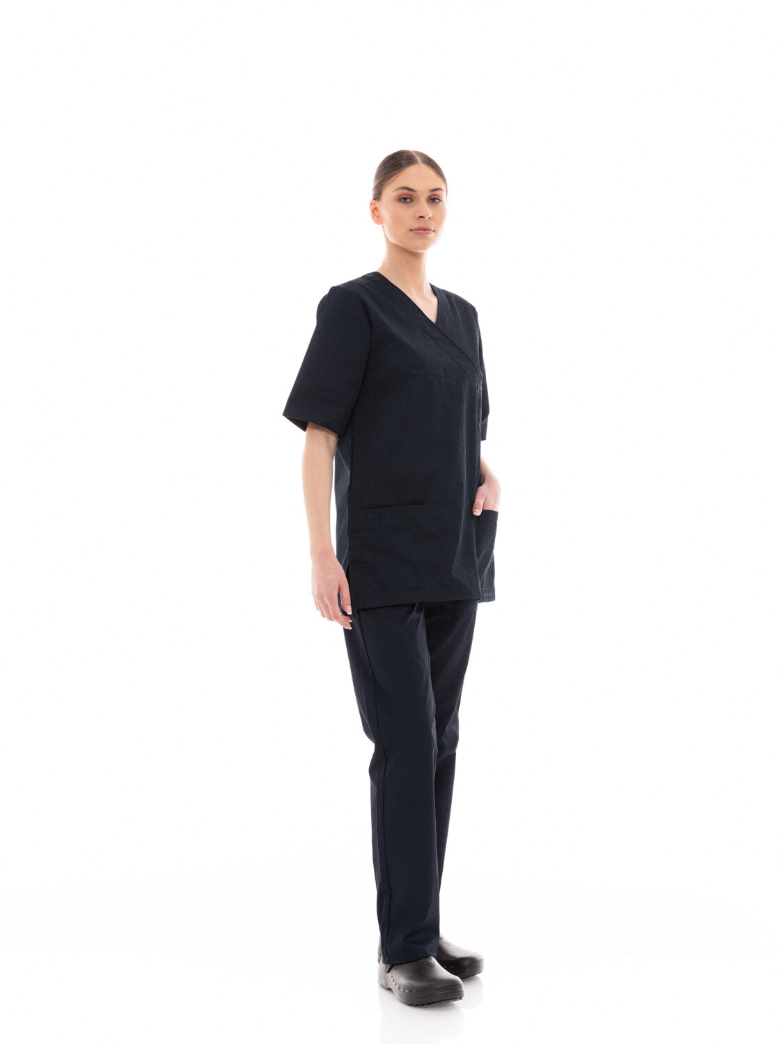 Ideal Press Μαύρο Νοσηλευτικό Σετ Scrub Παντελόνι & Μπλούζα Unisex