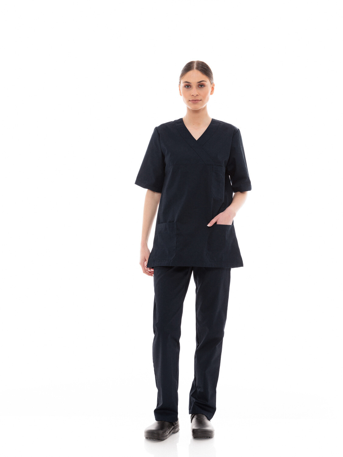 Ideal Press Μαύρο Νοσηλευτικό Σετ Scrub Παντελόνι & Μπλούζα Unisex
