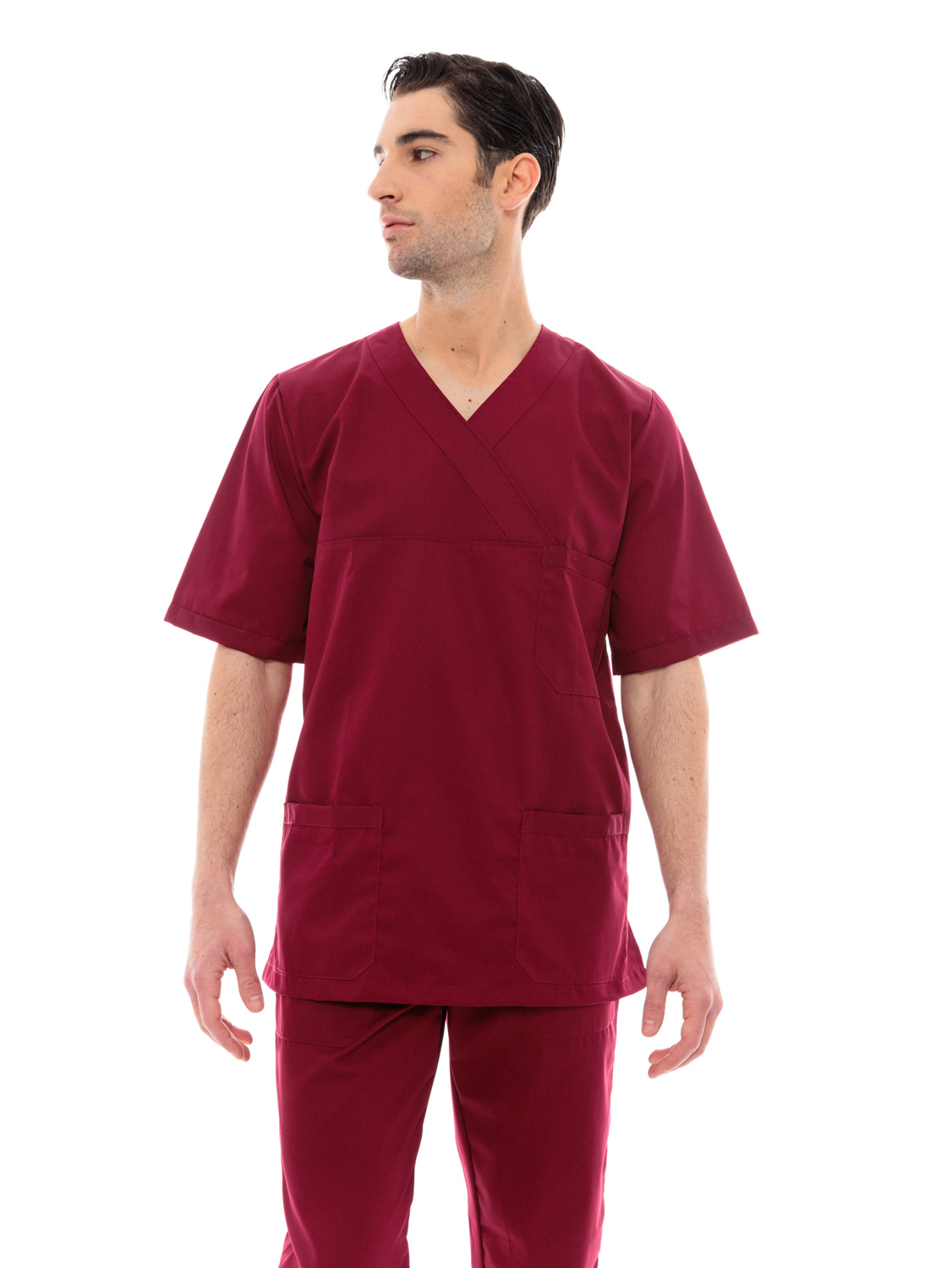 Ideal Press Μπορντό Νοσηλευτικό Σετ Scrub Παντελόνι & Μπλούζα Unisex