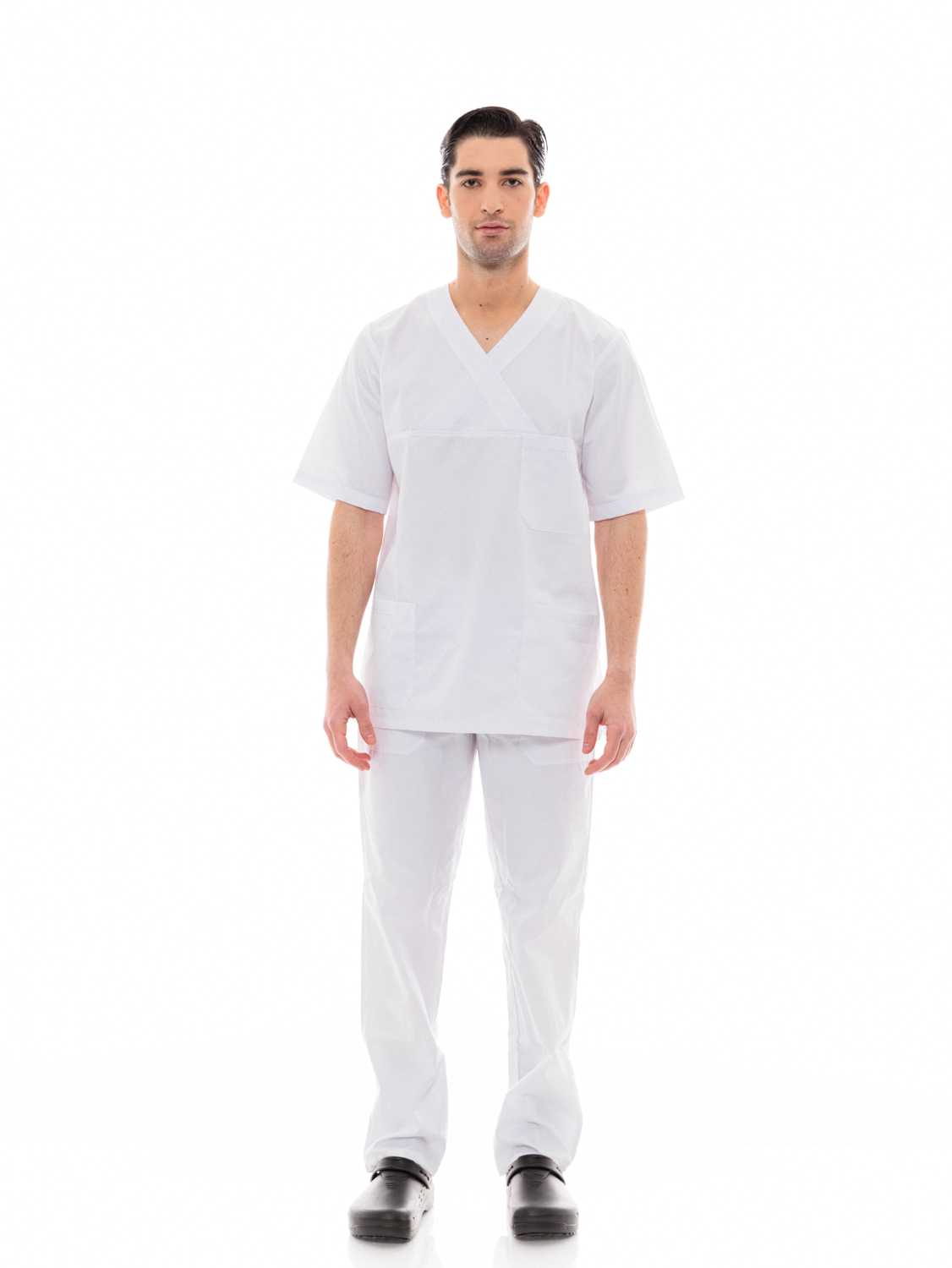Ideal Press Λευκό Νοσηλευτικό Σετ Scrub Παντελόνι & Μπλούζα Unisex