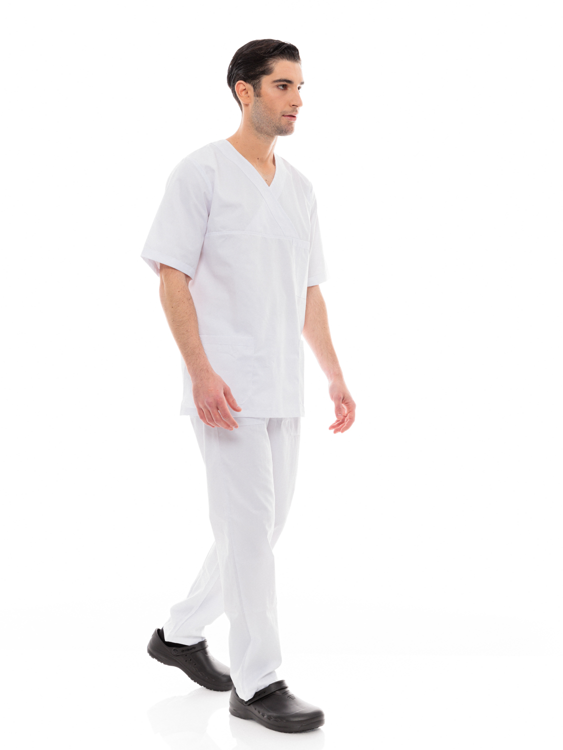 Ideal Press Λευκό Νοσηλευτικό Σετ Scrub Παντελόνι & Μπλούζα Unisex