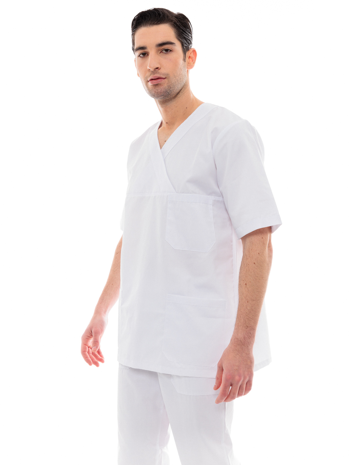 Ideal Press Λευκό Νοσηλευτικό Σετ Scrub Παντελόνι & Μπλούζα Unisex