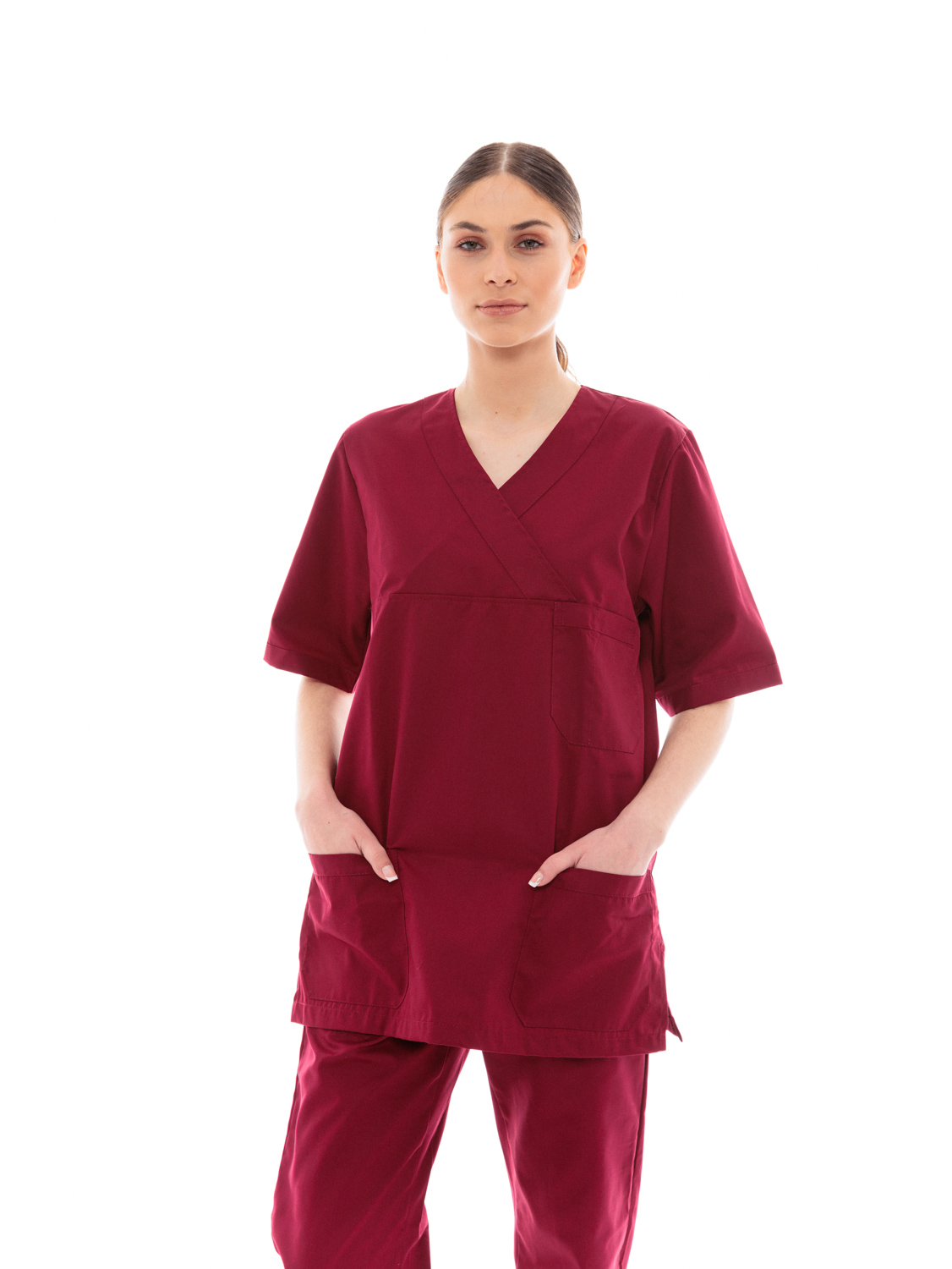 Ideal Press Μπορντό Νοσηλευτικό Σετ Scrub Παντελόνι & Μπλούζα Unisex
