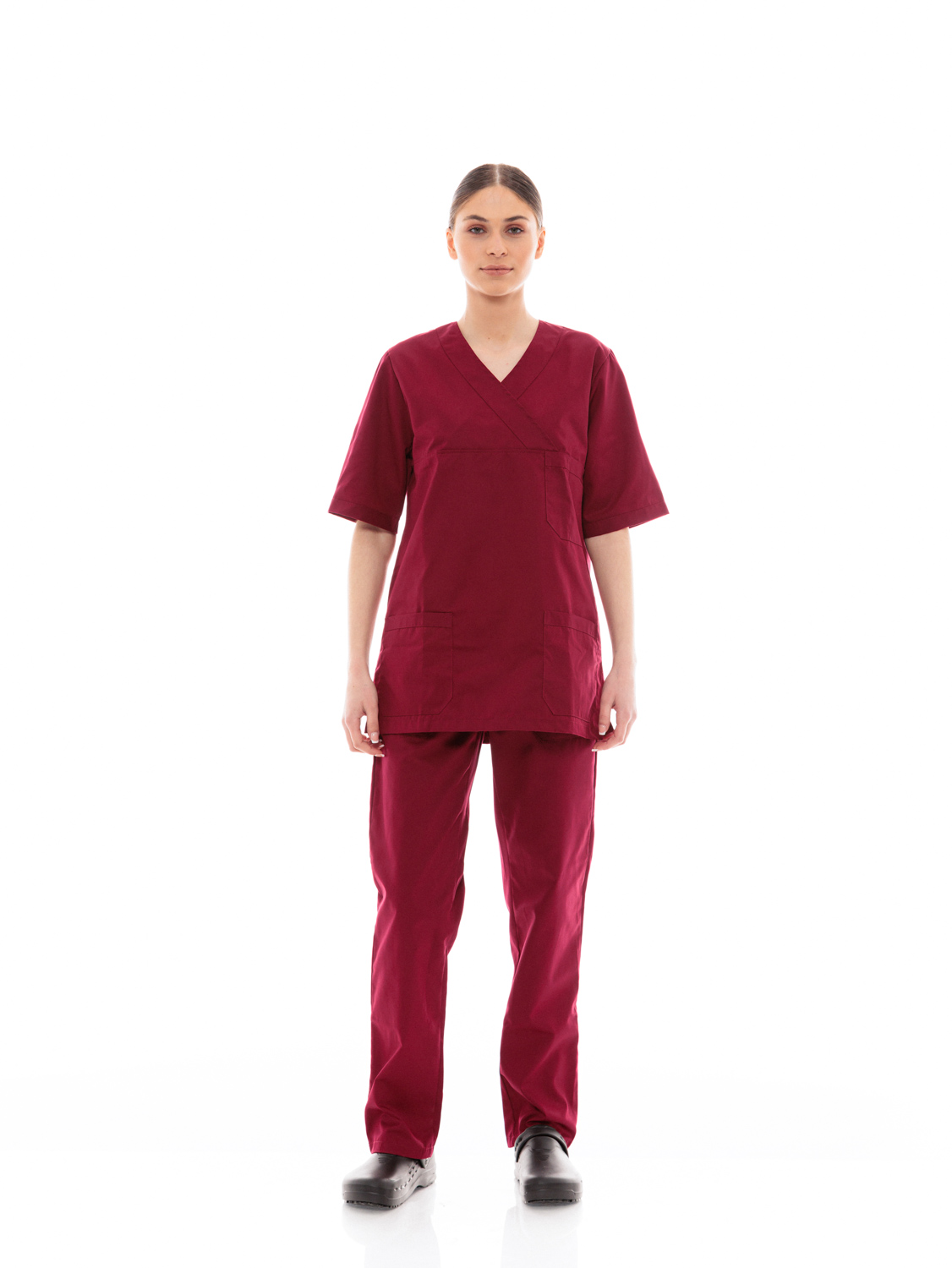 Ideal Press Μπορντό Νοσηλευτικό Σετ Scrub Παντελόνι & Μπλούζα Unisex