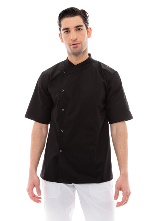 Μπλούζα ΣεφΜαγείρων Unisex Μαύρο με Κοντά Μανίκια - 100
