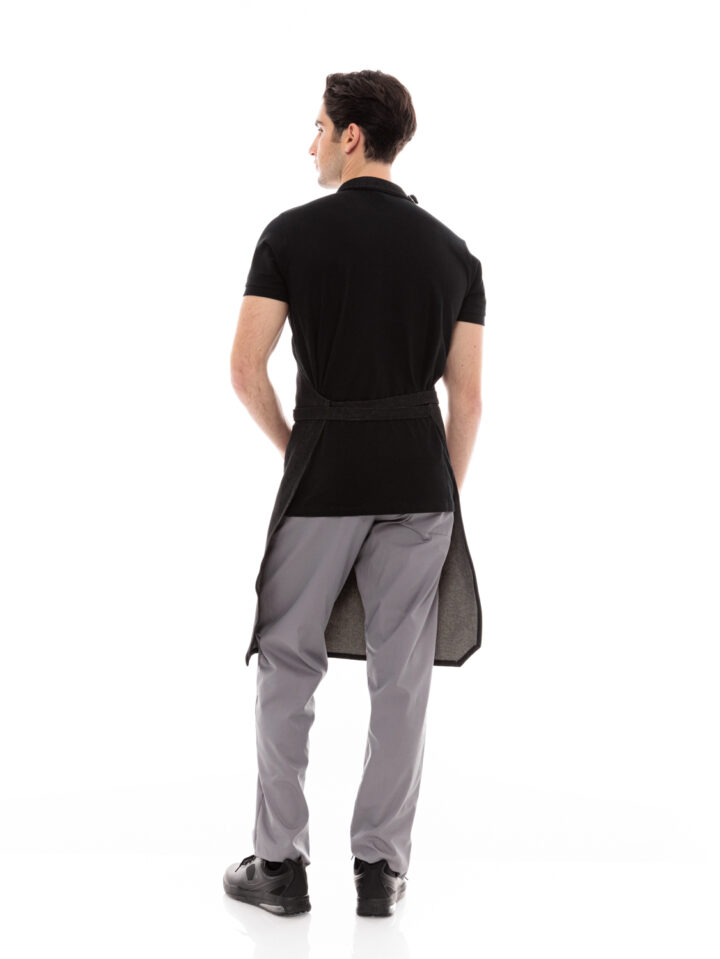 Ideal Press Black Jean Full Length Apron & Asymmetrical Black Leather Pockets