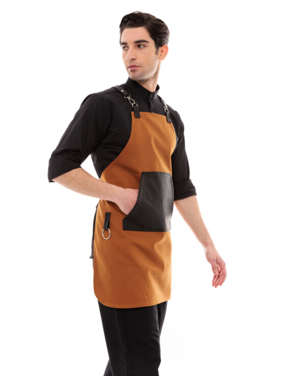 Ideal Press Camel Full Length Canvas Apron & Black Pouch Leather Pocket