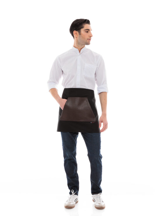 Ideal Press Black Short Canvas Apron & Pouch Brown Leather Pocket
