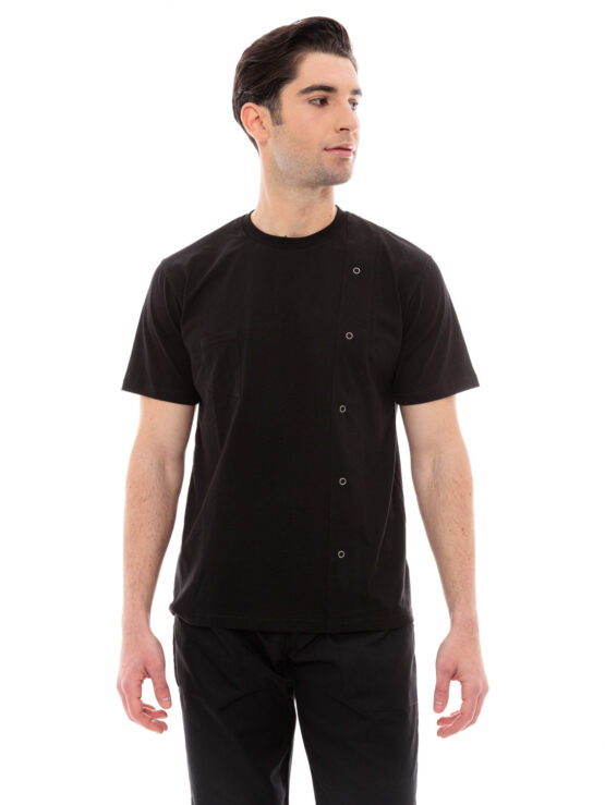 Ideal Press Μπλουζάκι Μαγείρων-Σεφ Unisex Μαύρο με Κοντά Μανίκια T-Chef